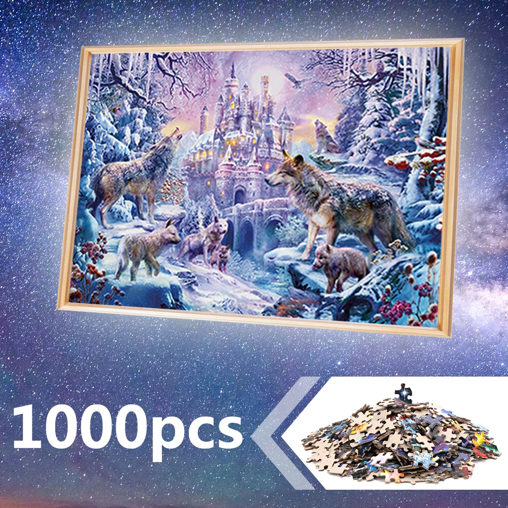 1000 шт. рисунок головоломки игрушки волк замок DIY бумаги для детей обучающие