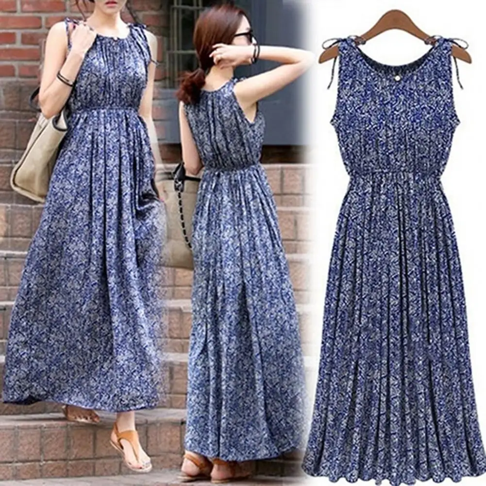 

Women Dress Durable Sleeveless Cotton Blend Summer Floral Sleeveless Dresses for Evening Party Summer Women's Clothing