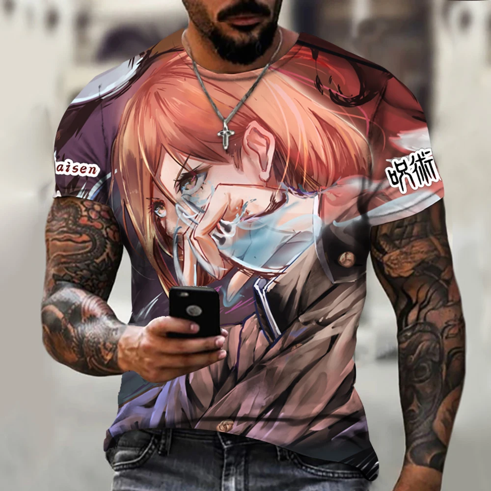 

3D Men T Shirt Anime Jujutsu Kaisen Kugisaki Nobara Streetwear Roundneck Oversized T-shirt Tees Shirts Casual Breathable