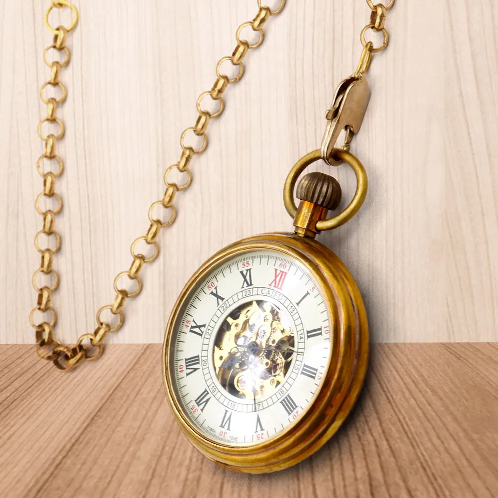 Antique Vintage Hight Quality Mens Hand Wind High Quality Mechanical Pocket Watches with Chain