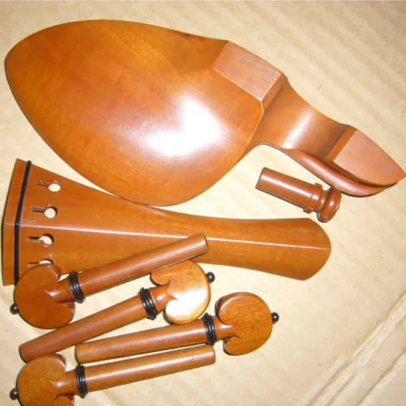 1 set 4/4 Violin Parts Fittings Chin Rest Instilled Clamp Screw,Violin Pegs Tailpiece Endpin Tail Gut enlarge