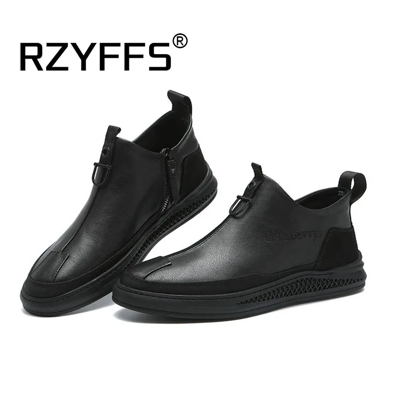 Мужская кожаная повседневная обувь черного цвета Модные дышащие кроссовки на