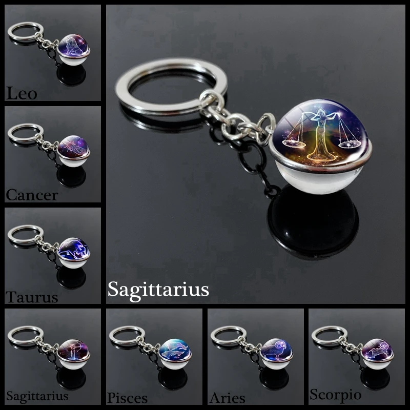 Брелок со стеклянным шариком и знаком зодиака для мужчин женщин|Брелоки| |