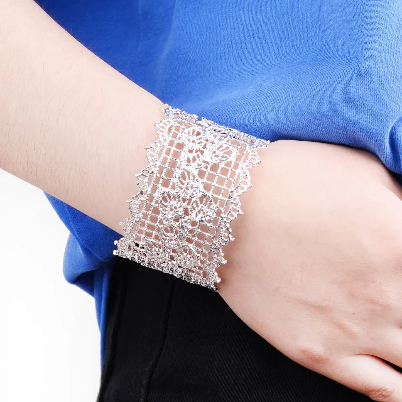 Fashion Hollow Out Open Cuff Bracelets &amp Bangles Women Elegant Jewelry Rose Gold Silvery Openwork Metal Brass Bracelet BR044 | Украшения