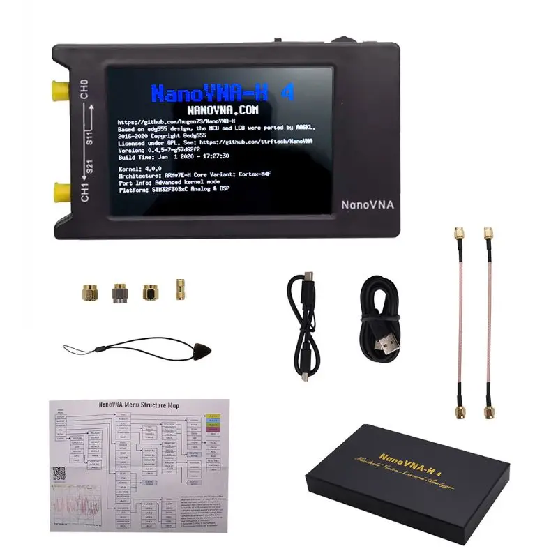Анализатор векторных диаграмм с широким экраном LCD 4 дюйма 50 кГц-1,5 ГГц NanoVNA-H4 для интернета и антенн коротких волн USB 5V 200mA.