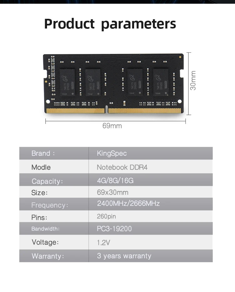 Kingspec memoria ram DDR4NB 4GB 8GB 2400MH16GB 2666MHz SODIMM RAM for Laptop Notebook Memoria DDR4 1.2V | Компьютеры и офис