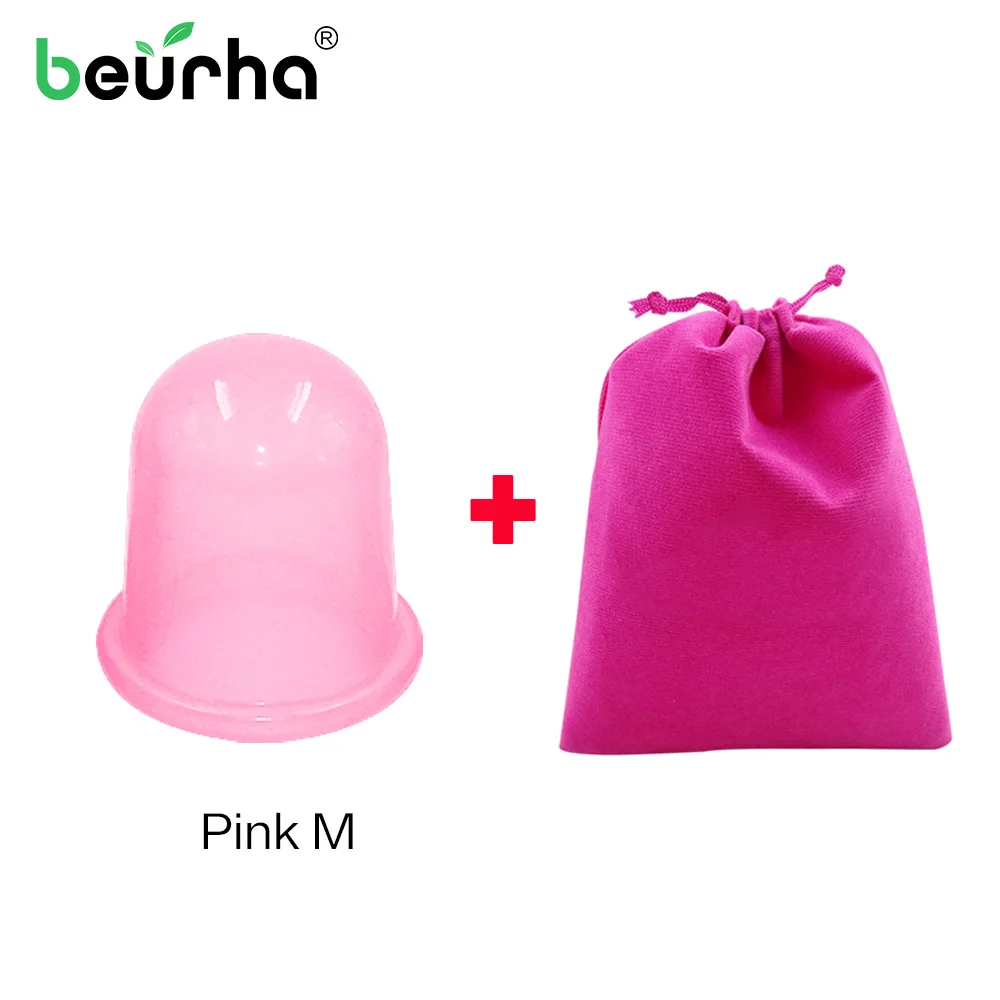 1 piece Pink M 1 шт. S/M/L/XL силиконовые вакуумные чашки для расслабления шеи спины медицинский массажер банки для антицеллюлитного здоровья с мешком - Цвет: 1 piece Pink M