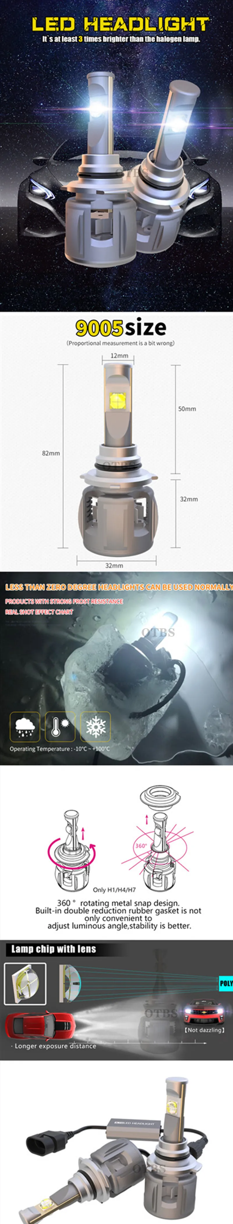 2 шт. 120 Вт 15600LM XHP-70 объектив чипы X70 светодиодный фар H8 H9 H11 спереди Противотуманные огни лампы H4 H7 9005/6 HB3/4 9012 D1S/D2S/D3S/D4S 6K