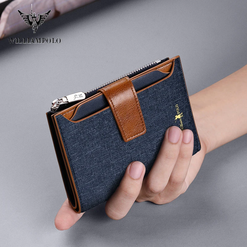 Мужской короткий кошелек из натуральной кожи WILLIAMPOLO модный компактный воловьей