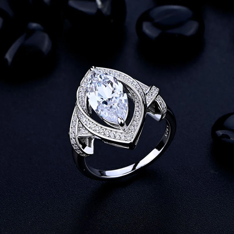 

Knobspin Luxury 100% 925 Sterling Silver 7*14mm High Carbon Diamond Rings For Women Wedding Engagement Party Fine Jewelry Gifts