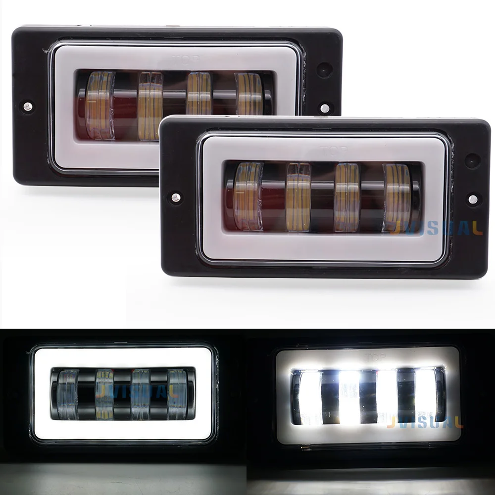 2 шт. водонепроницаемые белые янтарные светодиодные противотуманные фары с