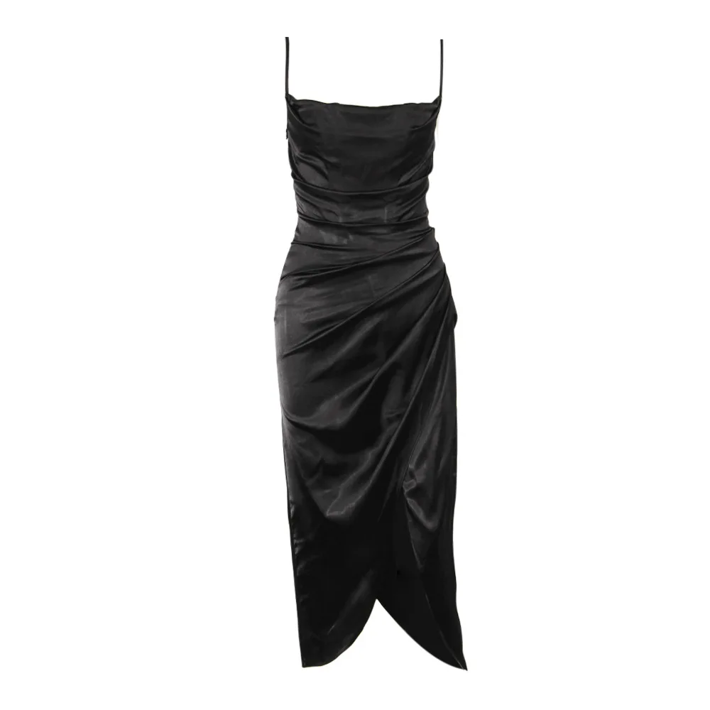 

Swimwear 2021 New Items Women Dress Sexy Beach Clothing Bikini Covers Cover Up Mid Length Skirt With Fishbone Split Satin Wear