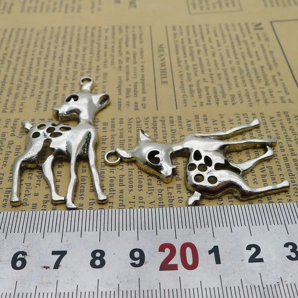 

50pcs Deer Charms 30mm x 56mm DIY Jewelry Making Pendant antique silver color