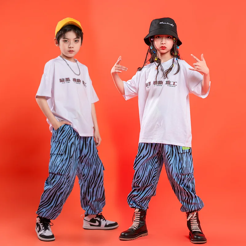 

1146 Stage Outfit Hip Hop Clothes Kids Girls Boys Jazz Street Dance Costume Black White Sweatshirt Pink Pants Hiphop Clothing