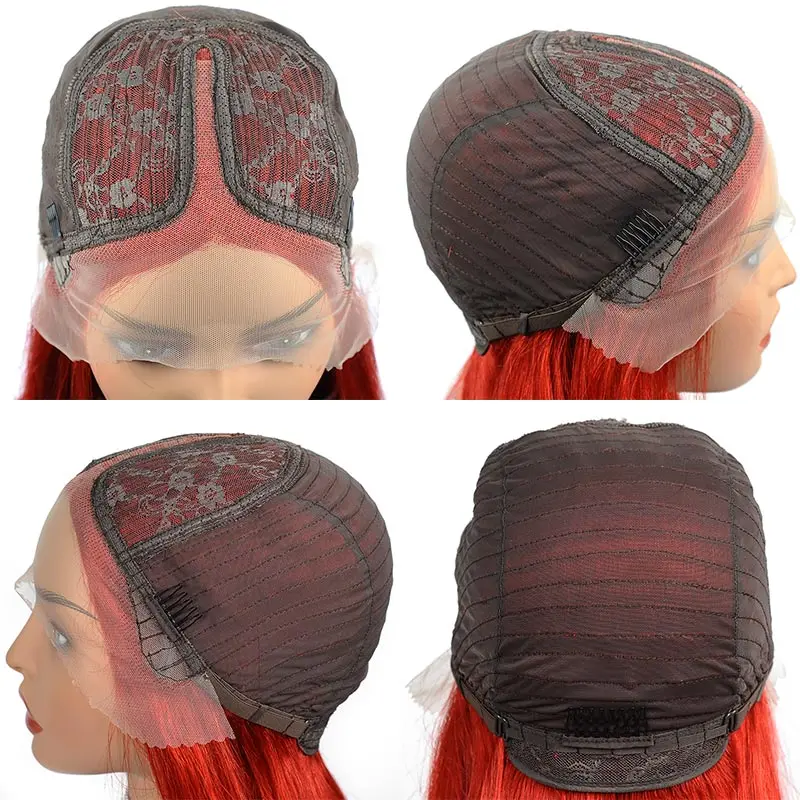 

Red Colored Lace Front Human Hair Wigs Pre Plucked Straight Red Lace Front Wig Peruvian Remy Shining Star 13*1 Lace Part Wig 150