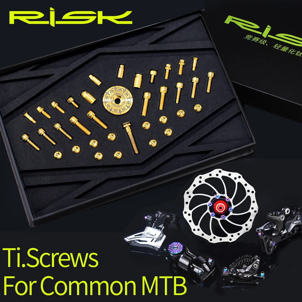 

RISK 36pcs Titanium Alloy MTB Bike Common Screws Mountain Bicycle Screw Derailleur / Brake / Cage / Valve Cap / befes