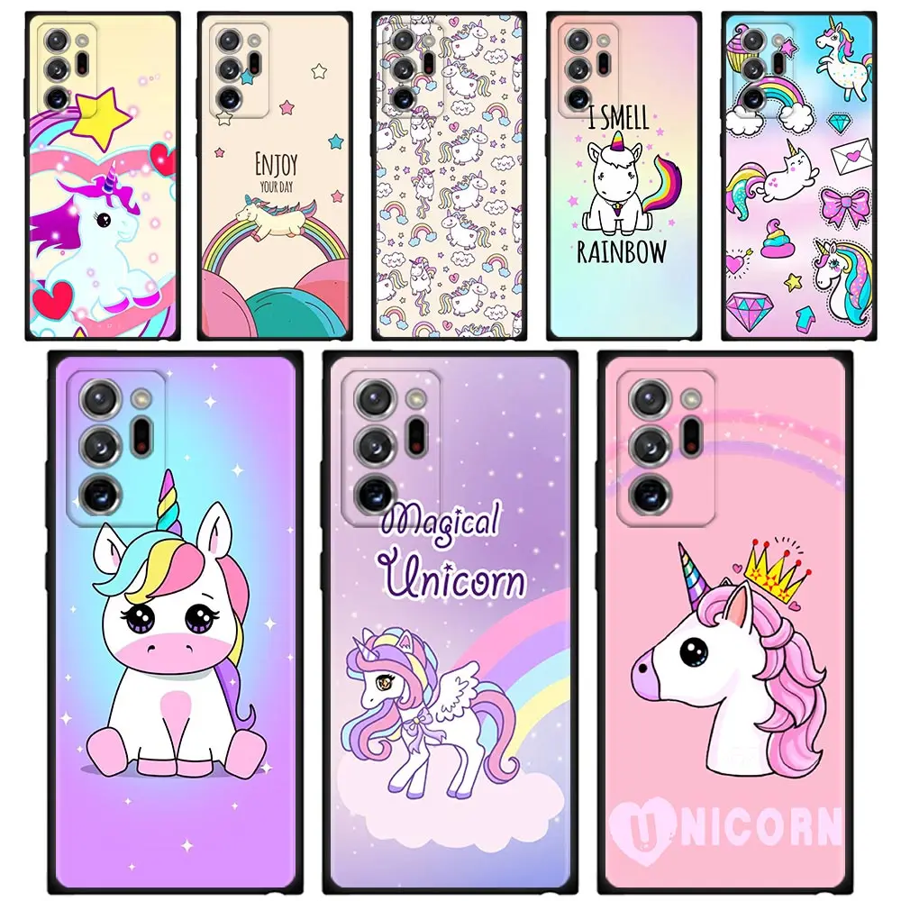 

Tempered Glass Case For Samsung Galaxy Note 20 Ultra 10 Plus Lite 5G 9 8 Back Silicone Cover Shell Fundas Unicorn Dolls
