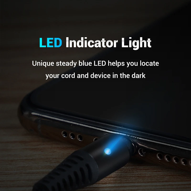 Магнитный кабель Micro USB Type C TOPK для iPhone освещения 1 м 3 А провод быстрой зарядки