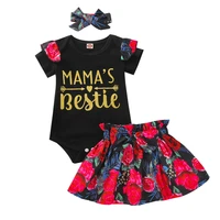 toddler infant baby girls flower printed skirt t shirt summer casual outfit set