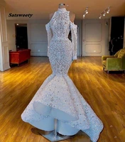 luxurious 2022 real images south african dubai mermaid wedding dresses beaded crystals bridal dresses long sleeves wedding gowns