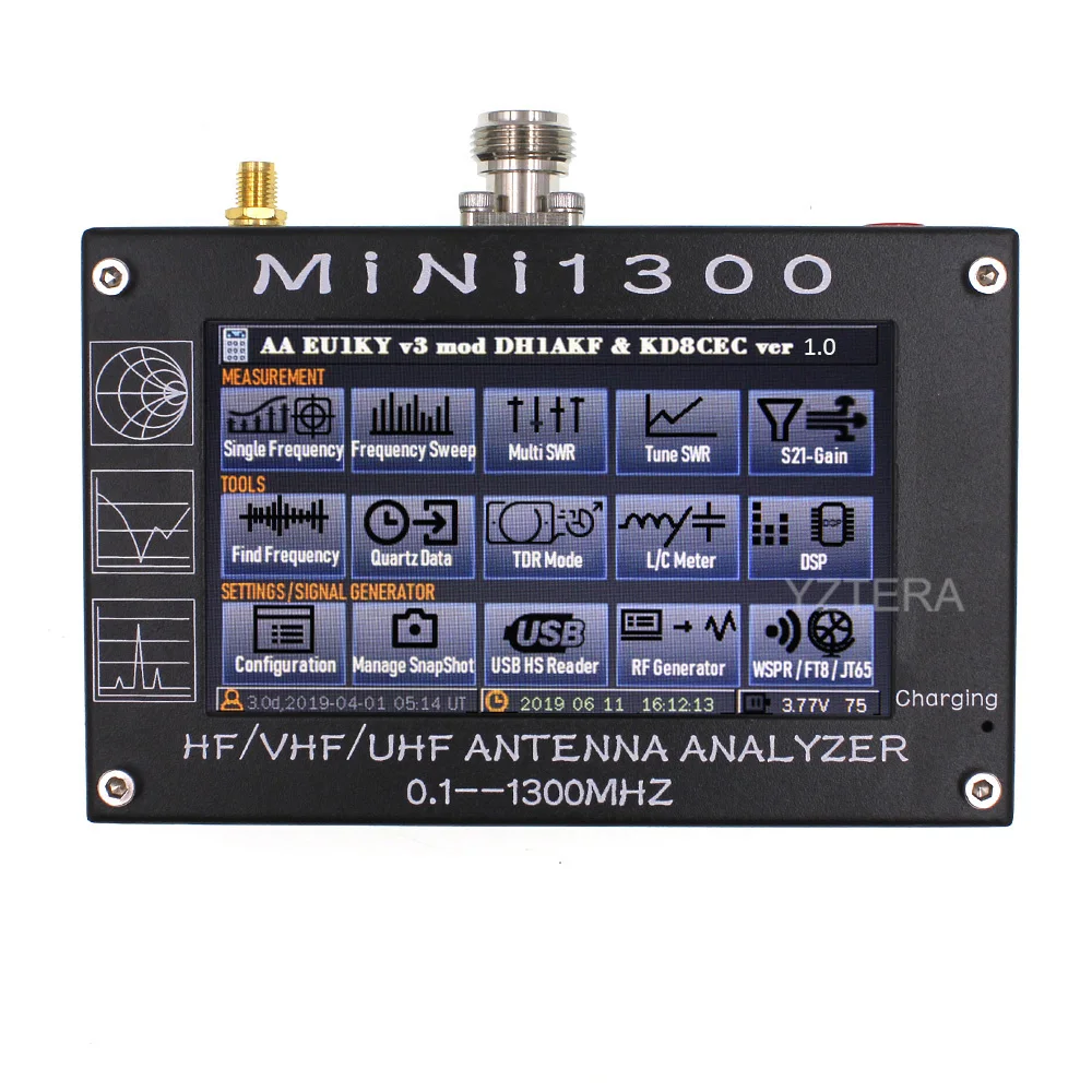 Mini1300 4 3 &quotLCD 0 1 1300MHz HF/VHF/UHF ANT SWR антенна анализатор Измеритель Тестер сетевые