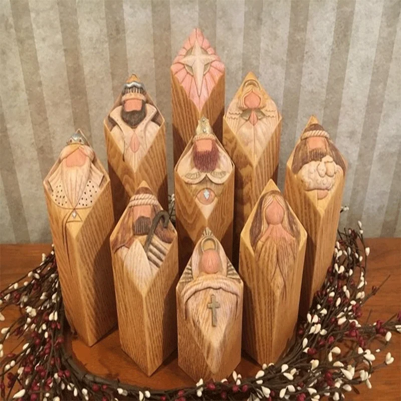 

9PcsHeaven Christmas Tree Pillar Statue Jesus Statue Christmas Home Party Decoration Souvenirs For Children's Baptism