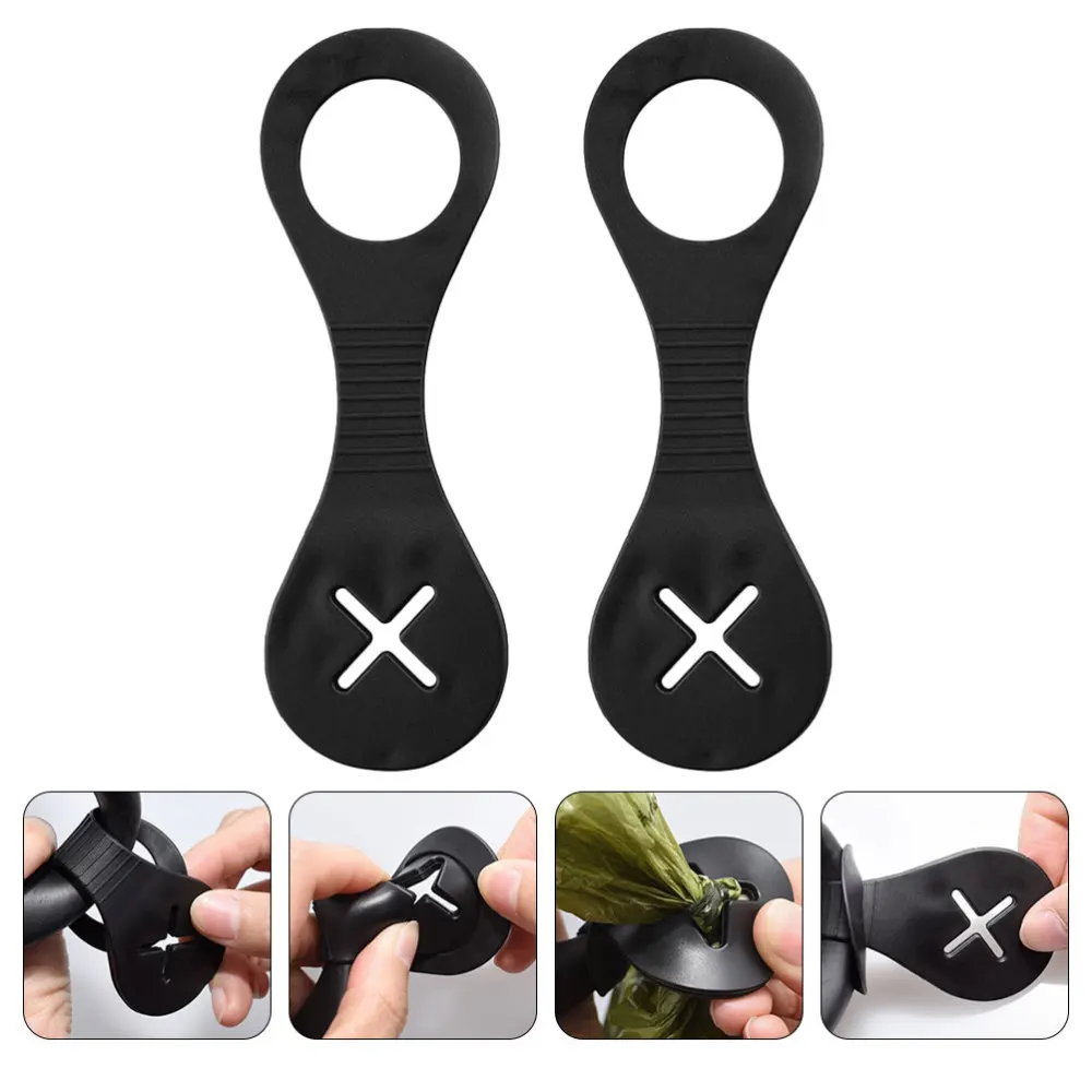 

2pcs Trash Bag Fixing Rings Pet Poop Bag Ring Pet Supply for Outdoor (Black)