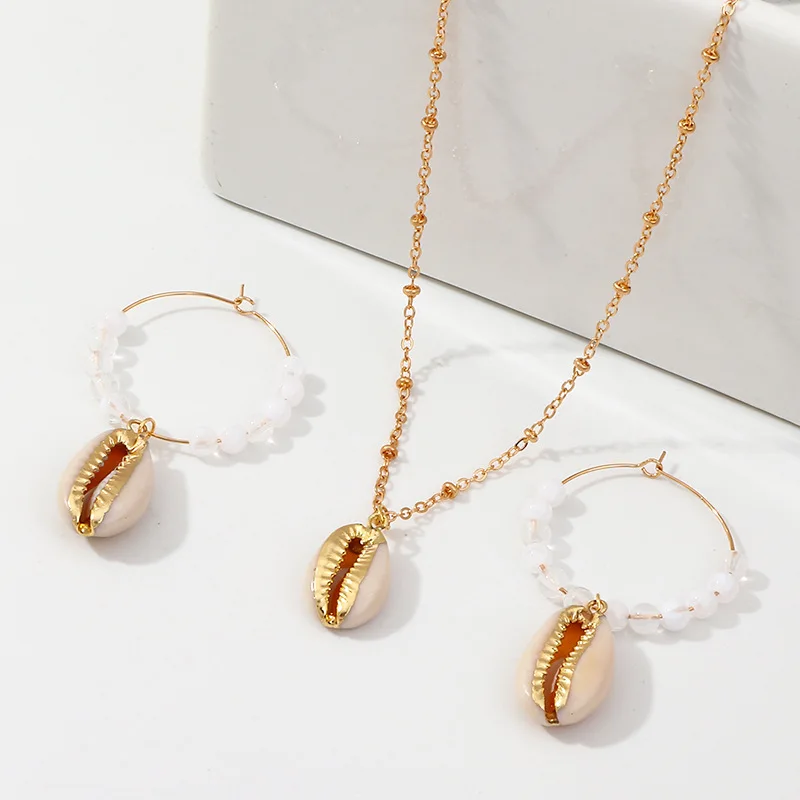 Fashion natural pearl pendant necklaces earring for women bohemian gold color starfish statement necklace jewelry sets | Украшения и