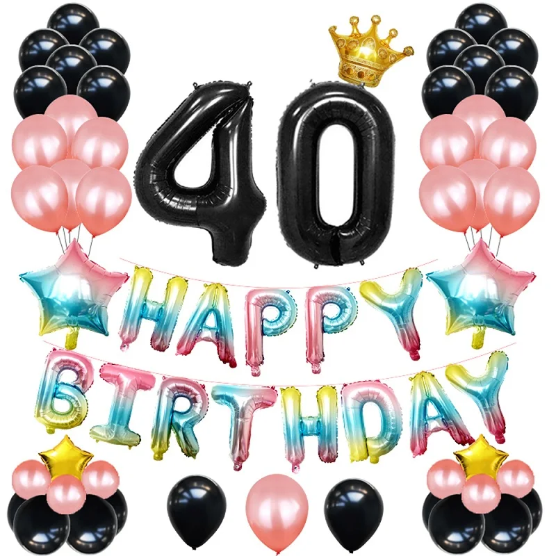 

Multi-color Gradual Birthday Happy Aluminum Balloon Suit birthday party decorations adult ballons balloon anniversaire fiesta birthday party decorations kids baloon