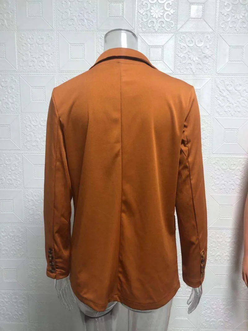 Женский офисный однобортный Блейзер винтажное пальто с отложным воротником и