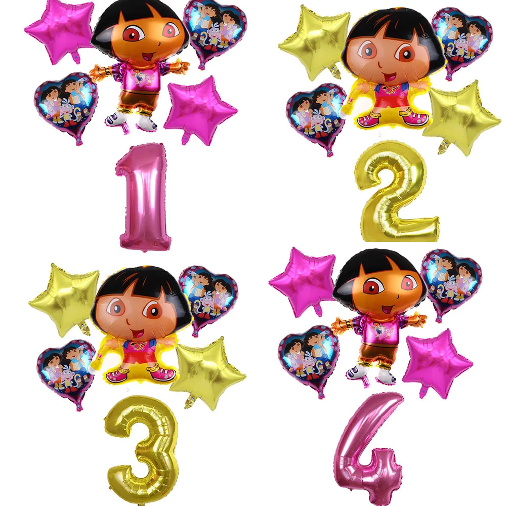 6 шт./лот с рисунком из мультфильма Даша путешественница воздушные шары