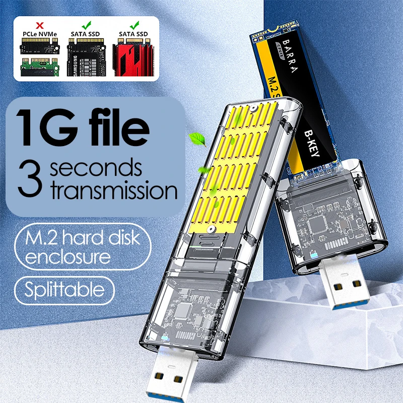 UTHAI M2 SSD чехол SATA шасси M.2 к USB 3,0 SSD адаптер для PCIE NGFF SATA M / B Key SSD Disk Box M.2 SSD чехол - изображение