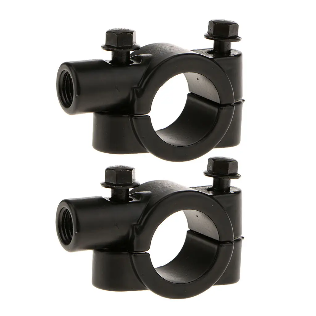 2x Motore Bike 7/8'' 22mm Handlebar Mirror Mounting Clamp Bracket Clip Black