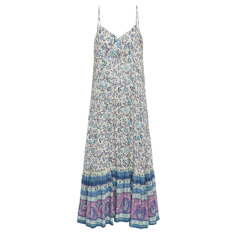 Everkaki/платье-комбинация с цветочным принтом для женщин; Boho; свободные; цыганские; с открытой спиной; женские богемные длинные платья; Vestidos; Новинка осени года