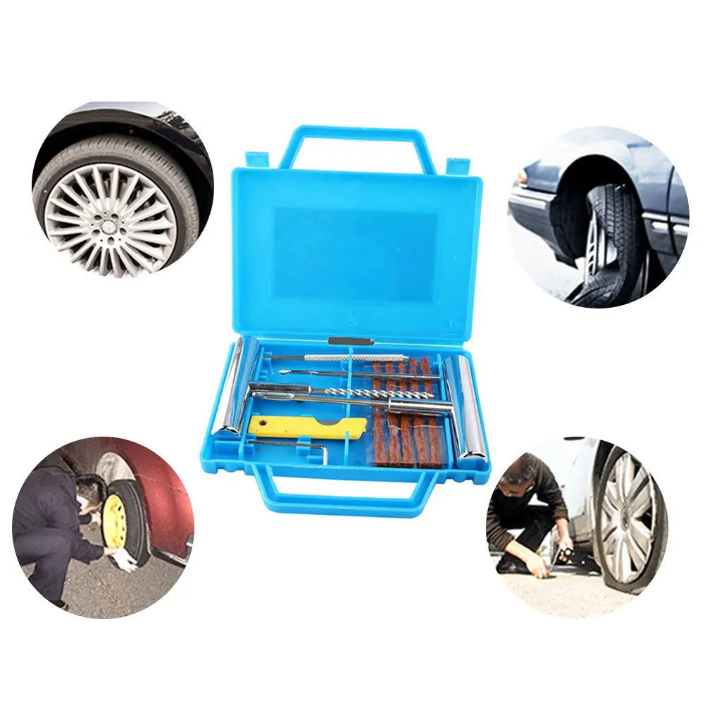 

11pcs Car Tire Repair Kit Car Motorcycle Bike Emergency Heavy Duty Tubeless Tire Puncture Professional Repair Kit Plug Set