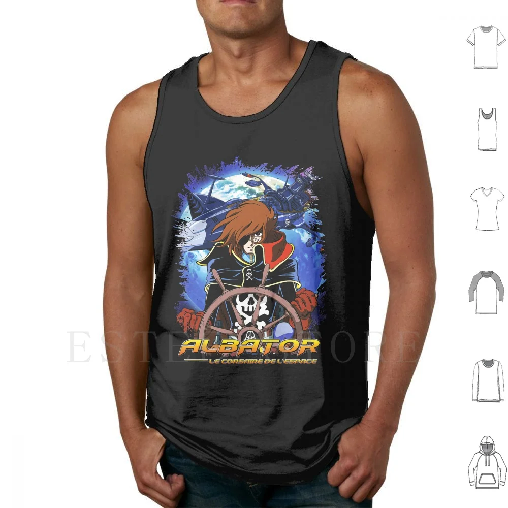 

Albator Le Corsaire De L'espace ( Captain Harlock ) Avec L'atlantis ( Arcadia ) Tank Tops Vest Sleeveless Albator Captain