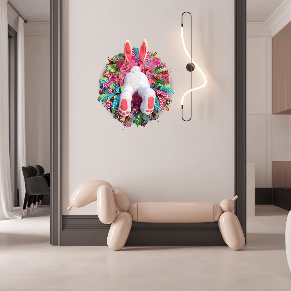 

Easter Door Decorations Rabbit Butt And Ears Wreath, Easter Spring Outdoor Hanging Welcome Sign Wreath Attachment Craft Supplies