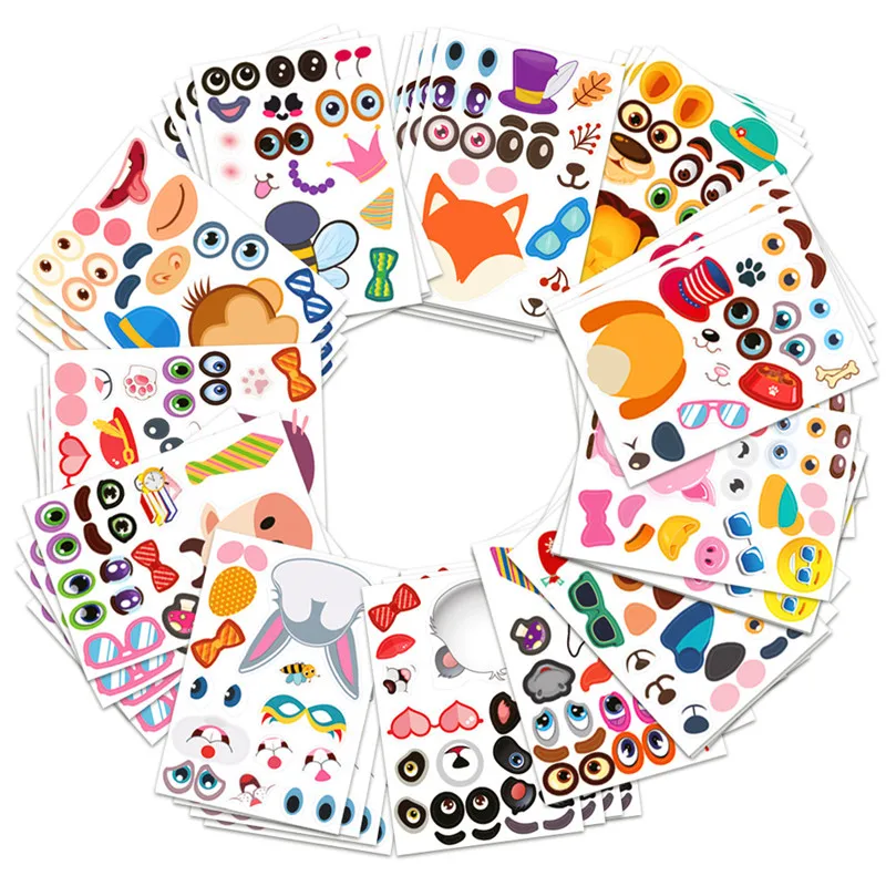 Pegatinas DIY para ni&ntilde;os, juegos de rompecabezas para ni&ntilde;os, juguetes de ensamblaje de animales para ni&ntilde;as y ni&ntilde;os, regalo de cumplea&ntilde;os para ni&ntilde;os-0