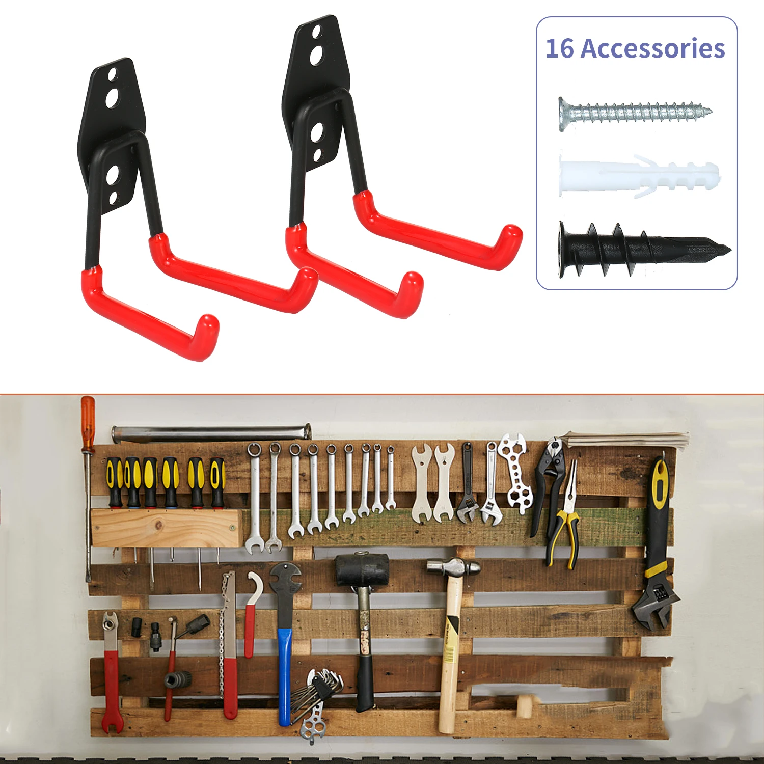 

Garage Storage 30kg to 50kg Utility Double Hooks Heavy Duty Garage Organizer Warehouse Hooks for Power Tools Ladders Bulk items