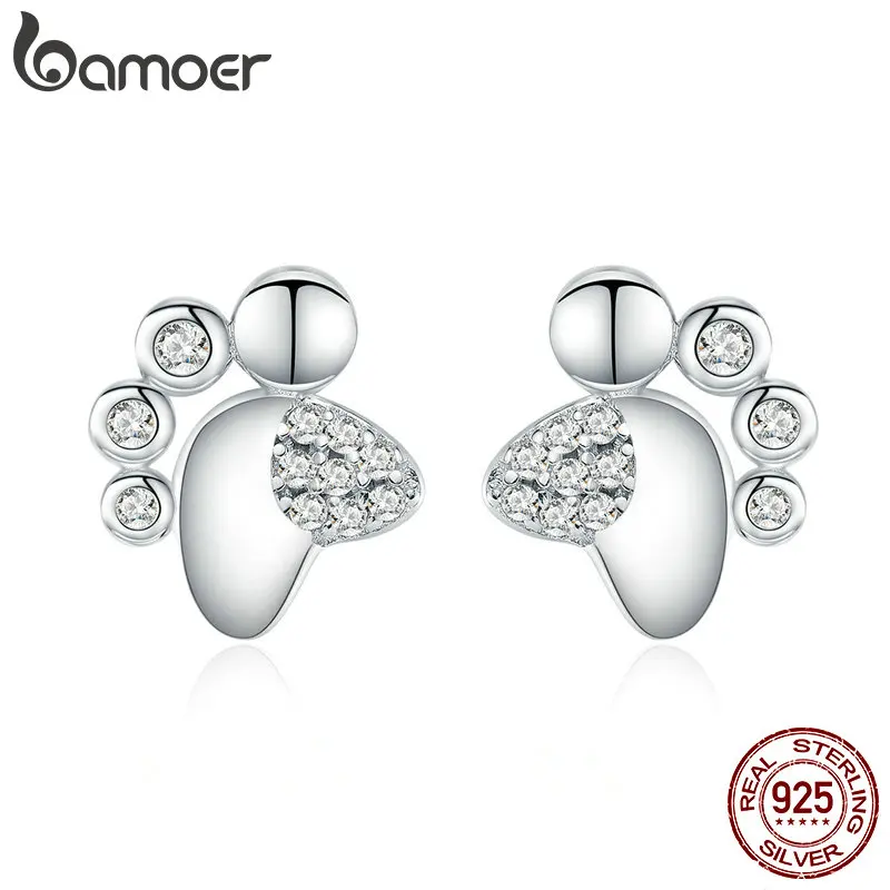BAMOER,, 925 пробы, серебряные, животные, кошка, собака, следы, изысканные серьги-гвоздики для женщин, модное ювелирное изделие, подарок, BSE033