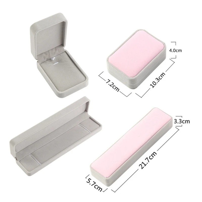 

4 Pcs Romantic Jewelry Gift Box Velvet Engagement Ring Necklace Earrings Bracelet Packaging Storage Box