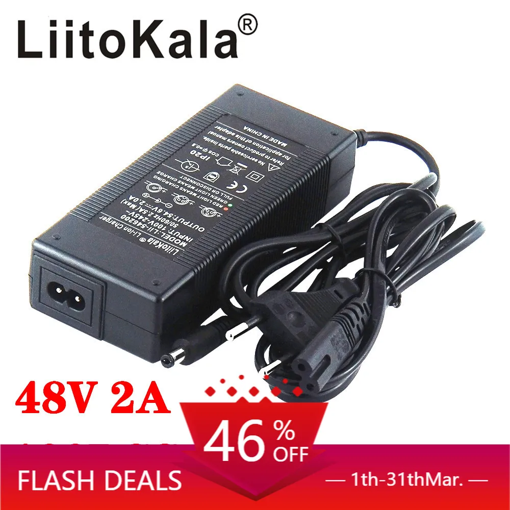 

Зарядное устройство LiitoKala, 100 шт., 48 В, 2 А, 13S 18650, 54,6 в