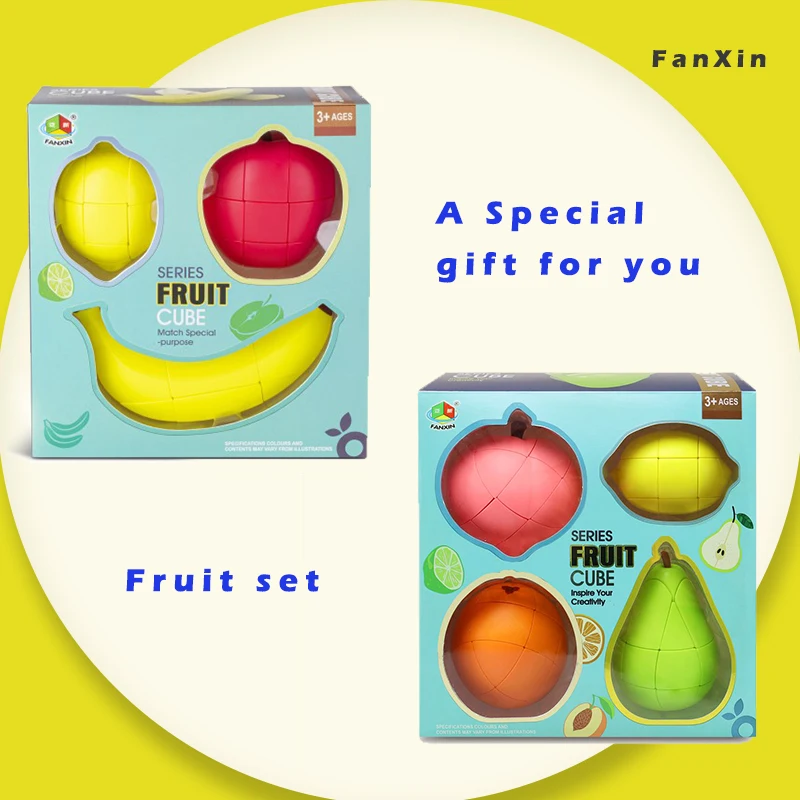 FanXin-cubo mÃ¡gico de frutas para niÃ±os, puzle de cubo mÃ¡gico, paquete sin...