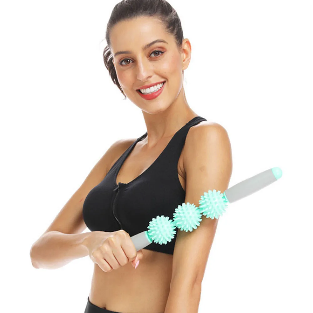 

3 Ball Men and Women Spike Hedgehog Ball Massager Muscle Relaxation Yoga Fascia Stick