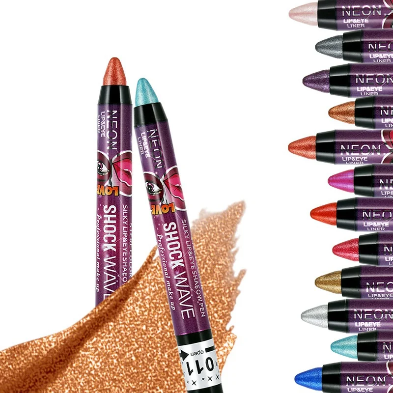 

12 Color Eye Shadow Stick Lip Pencil 2 In 1 Pearly Lasting Lying Silkworm Pen Eye Shadow Pen Eye Makeup Cosmetic TSLM1