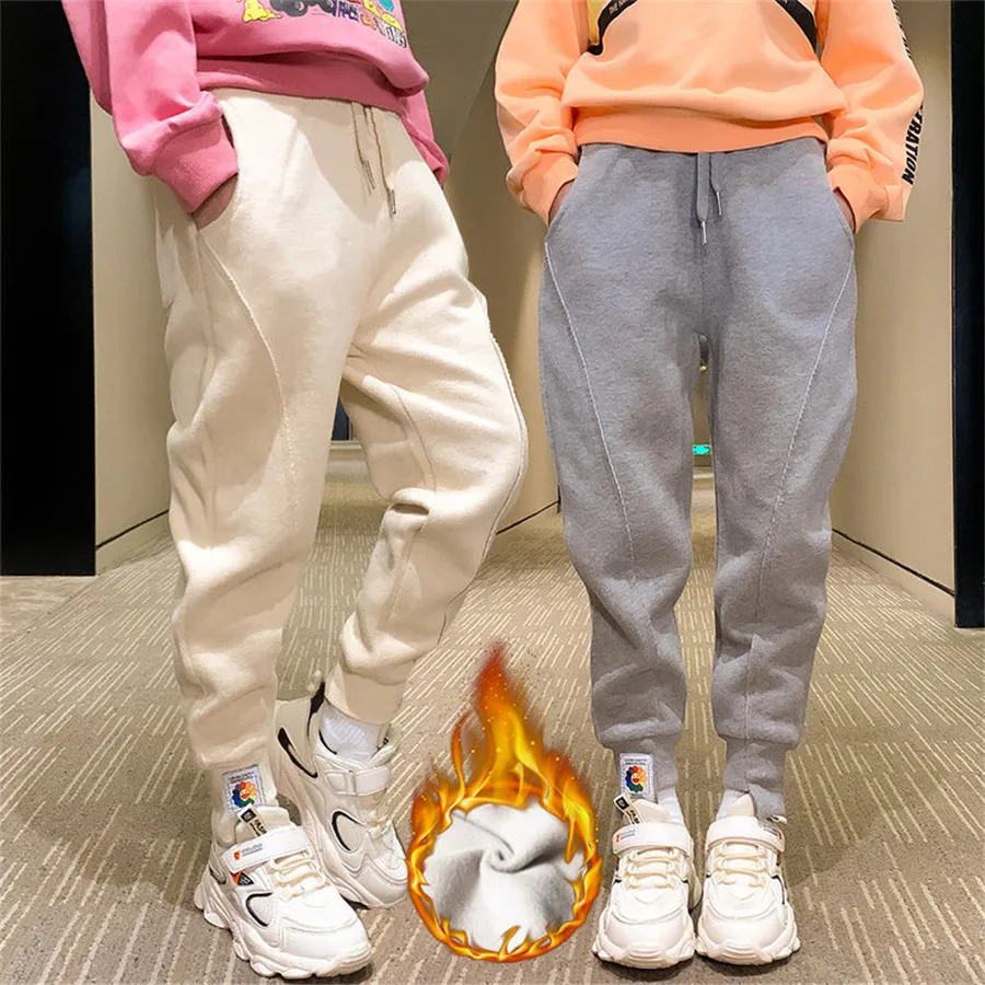 

New 2021 Girl's Autumn/Winter Casual Sports Thin Velvet Pants Children's Fashion Loose Soft Solid Knit Trousers All-Matching ok