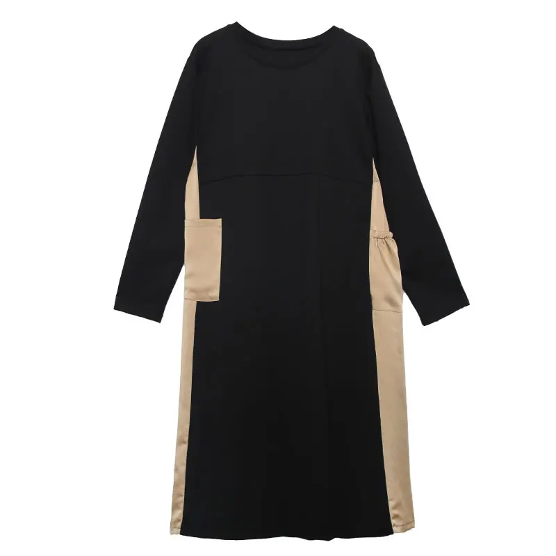 Женское платье средней длины XITAO винтажное в стиле пэчворк с карманами и