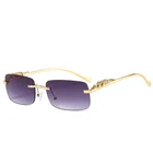 2021 Винтажные Солнцезащитные очки без оправы с прямоугольными режущими линзами мужские солнцезащитные очки в стиле ретро с градиентом чайные УНИКАЛЬНЫЕ Солнцезащитные очки Оптовая Продажа с УФ-защитой