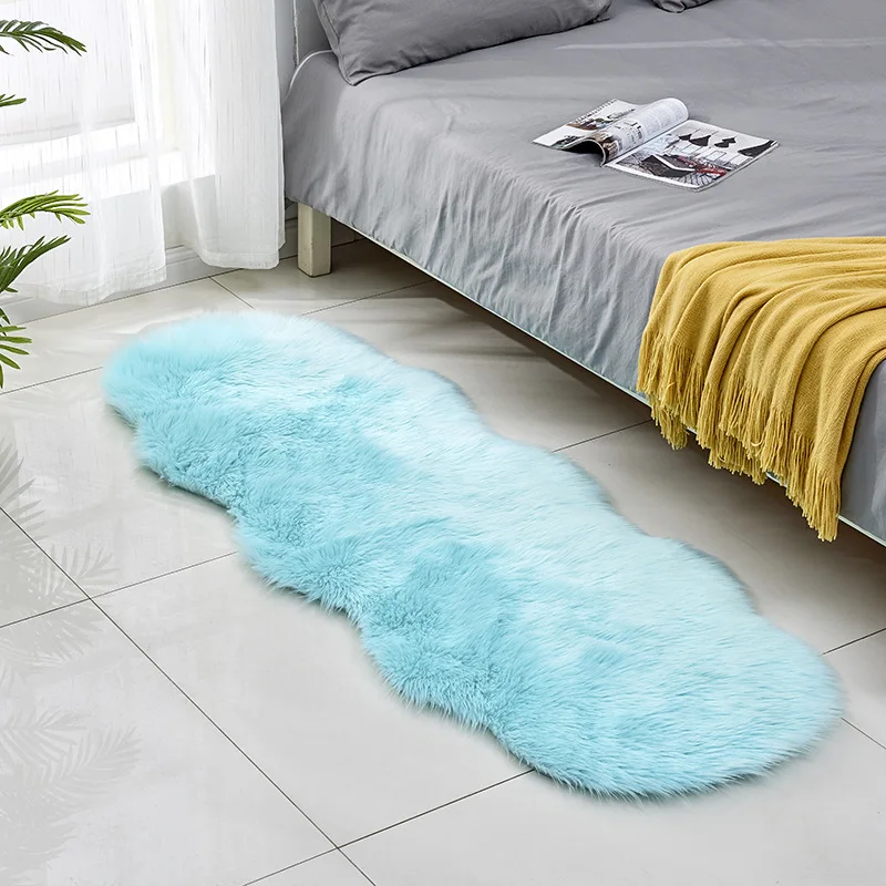 

Pink Artificial Wool Sofa Carpet Long Fuzzy Shaggy Bay Window Cushion Living Room Bedroom Soft Non-Slip Mat Rugs Home Decoration