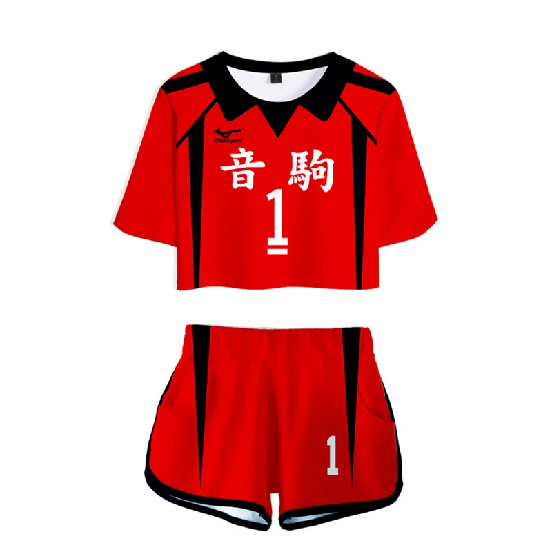 Женская рубашка-шорты Haikyuu Cosplay Костюм Hinata Shoyo Nishinoya форма Yuu Sports Karasuno Koukou для